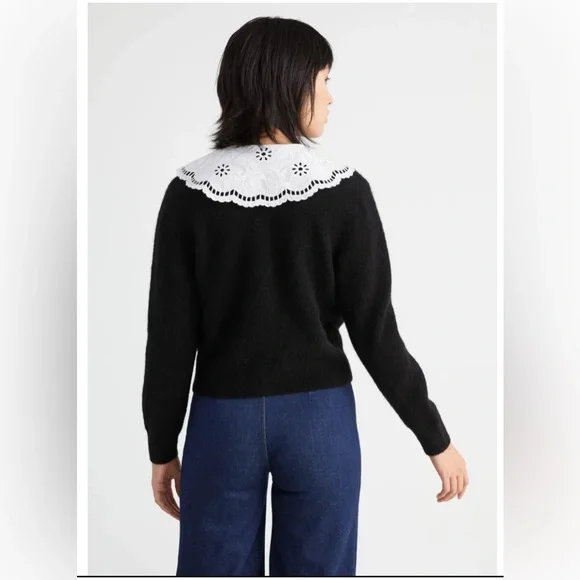 & Other Stories Alpaca Embroidered Statement Collar Knit Cardigan Med - Picture 2 of 11